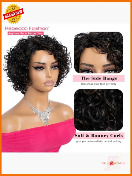 Short Curly Bob Wig 100% Human Hair Side Part Glueless Natural Look main image 6
